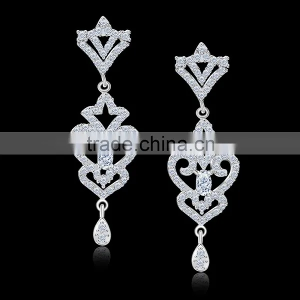 Bridal White Gold Plated Pendant Earring Inlaid Pure White Cubic Zirconia to India Snapdeal Flipkart photo-2