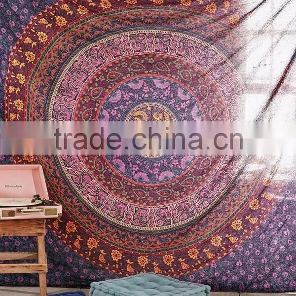 Home Decor Wall Hanging Tapestries Cloth Fabric Ombre Indian Mandala Tapestry photo-2