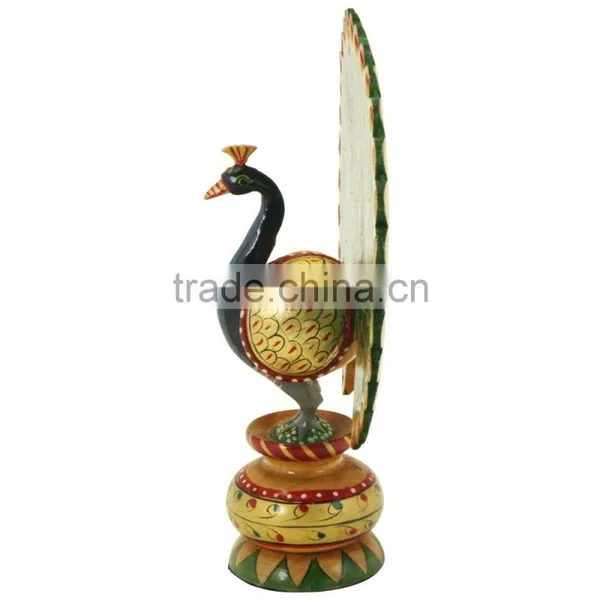 Peacock Statue India Rich Art And Craft Handmade Handicraft Statue Murti Sculpture India Carving Bird Watching Hand Paited photo-2