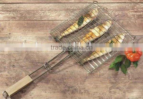 BBQ Three Fish Wire Grill With Chrome Plate photo-3