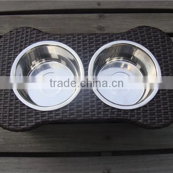 Stainless Steel Rattan/Wicker Dog Bowl photo-5