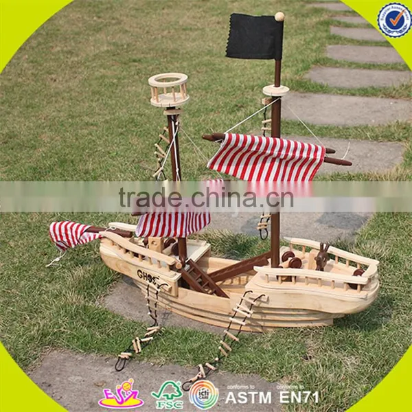 Оптовая продажа DIY 3D деревянного детского пиратского корабля в виде игрушки, ручной работы, деревянная пиратская корабель для детей, классная деревянная игрушка для детей - пиратский корабль W03B001 photo-2