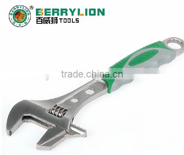 BERRYLION 12'' Nickel Alloy Plated Adjustable Wrench, PVC Handle Grip Spanner photo-2
