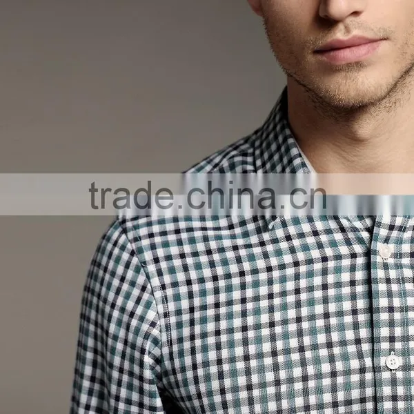 New Design Small Checked Blends Cotton Men Shirt SL0071 photo-3