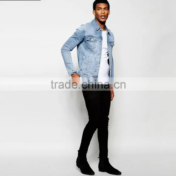 Light Blue With Two Pocket Men Casual Jacket With Button photo-4