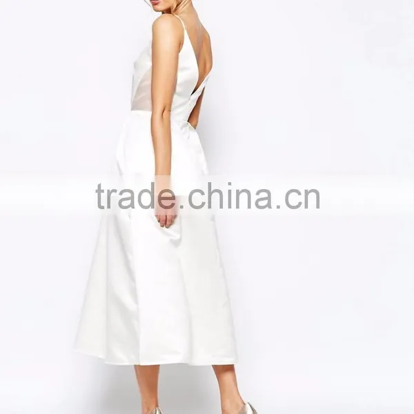 MGOO Elegant Shoulder Backless Sexy Midi Prom Dress In Sateen With Mesh Inserts At Waist Bridesmaid Dress photo-5