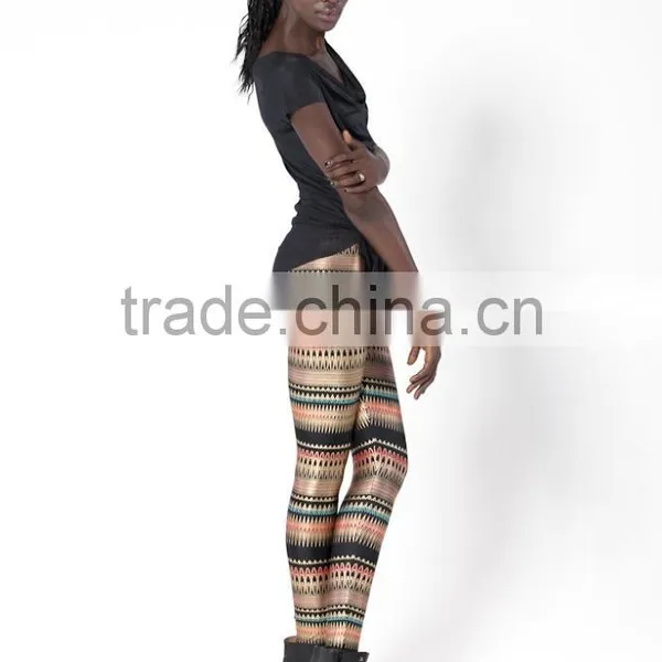2017 Fashion Girl 3D Leggings Digital Printing Leggings Color Wave Pattern Women Milk Vintage Plus Size Leggings photo-2