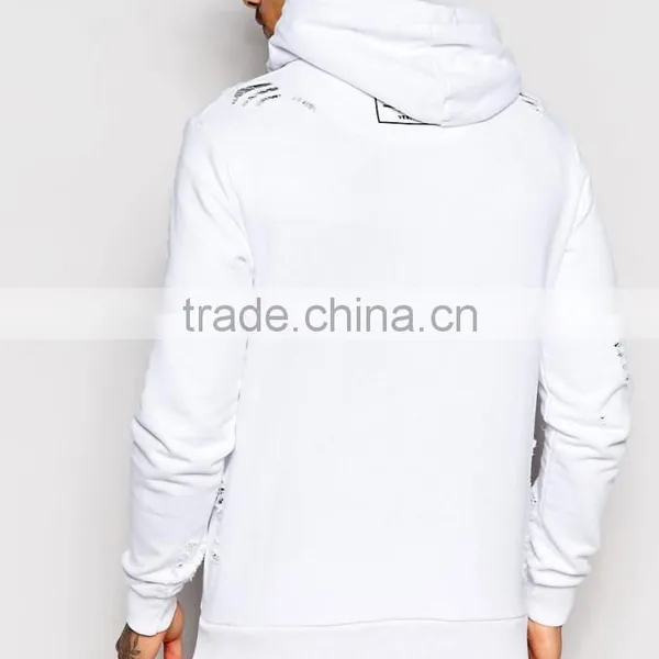 Custom 100% Cotton Distressed Blank Hoodie / Design Your Own Logo Pullover Hoodie photo-2