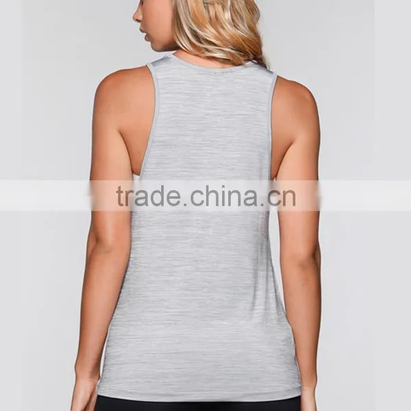 Hot Sale Fitted Long Tank Gym Singlets Body Building Wear Womens Yoga Tank photo-4