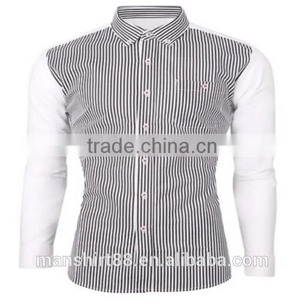 2016 New Wholesale Stylish Vertical Stripes Long Sleeve Button Down Custom Mens Casual Dress Shirts photo-3
