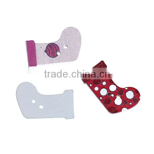 Wood Sewing Buttons Scrapbooking 2 Holes Christmas Stocking At Random photo-3