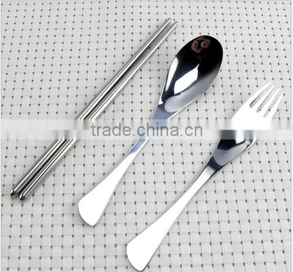 3 Pcs/lot New Fork Spoon Chopstick Travel Stainless Steel Cutlery photo-2