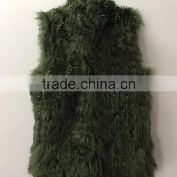 YR1029 Newest Style Toscana Fur Vest Small Collar Real Lamb Fur Waistcoat photo-2