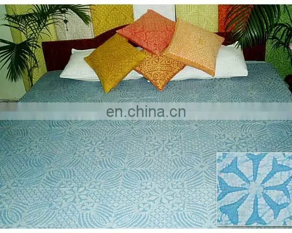 Cut Work Kantha Quilt White Patchwork Kantha Bed Cover Indian Cut Work Bedspread photo-2