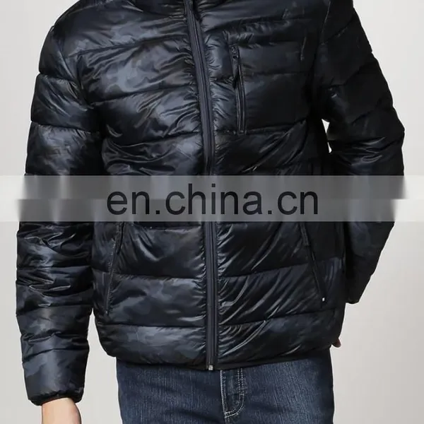 Chic Navy Blue 100%polyester Wadding Coat for Men photo-3