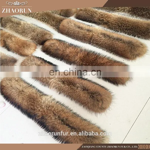 Wholesale Natural Raccoon Fur Collar Real Raccoon Fur Trim For Garment photo-2