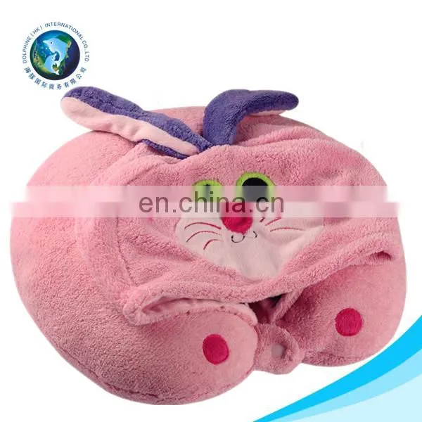 Various u Cushion Promotion u Shaped Neck Pillow With Hat Custom Cute Soft Plush Animal Design Rest Travel Neck Pillow photo-4