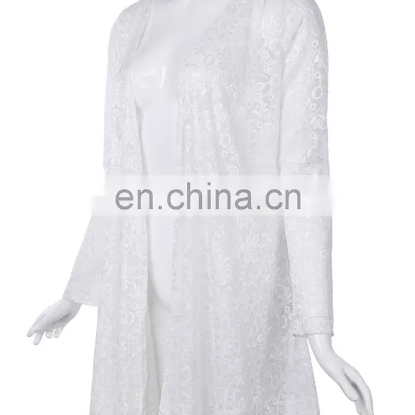 Kate Kasin Long Sleeve Open Front See-Through White Lace Coat Tops Bolero KK000421-2 photo-4