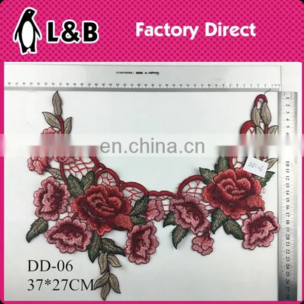 DD-07 Wholesale Latest Embroidery Designs Yellow Free Flower Necklace Sew-on Flower Embroidery Patch for Clothes photo-4