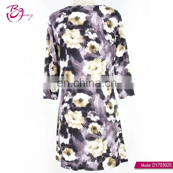 Round Neck Latest Fashion Floral Elegant Dresses For Women photo-3