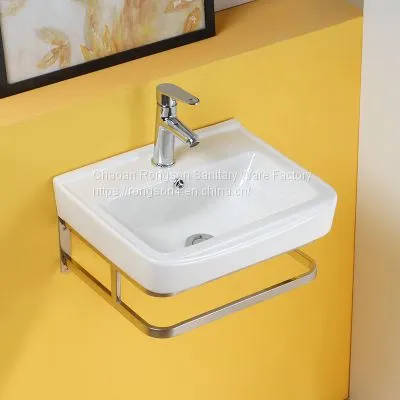 Bathroom Ceamic Wall Hung Semi Wall Hung Luxury Small Size Wall Mounted Sink photo-4