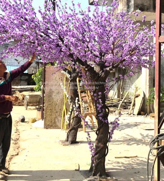 2.5 Meter Height Artificial Crooked Trunk Peach Fruit Tree photo-4