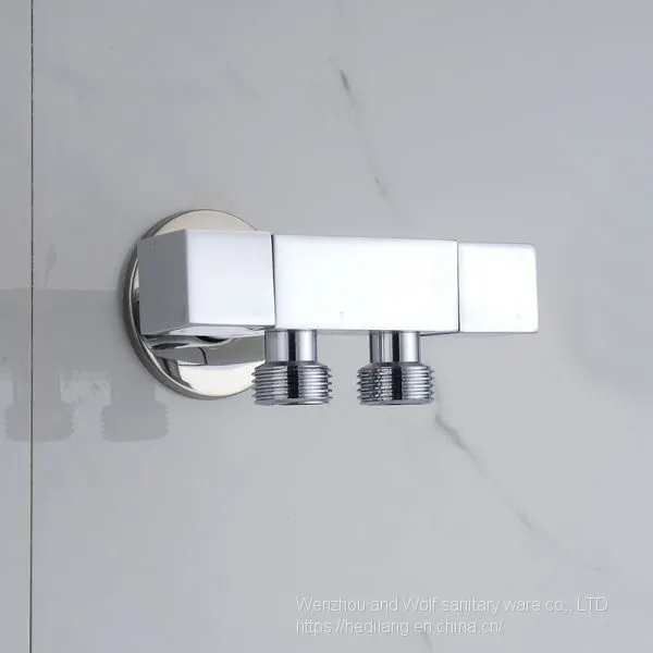 All Copper Square Multi-function Three-way Angle Valve One in Two Out photo-3