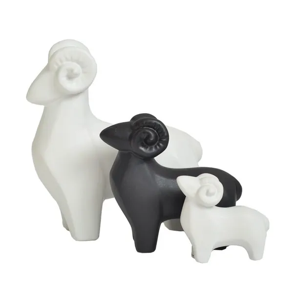 Black And White Sheep Animol Matte Hand Made Ceramic Decoration For Home Hotel Table photo-5
