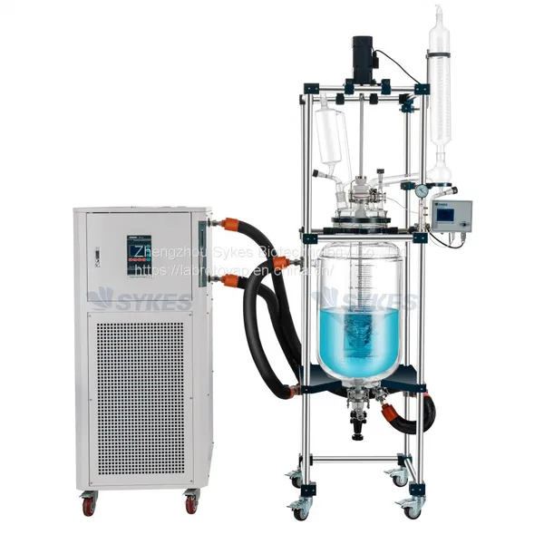 Chemical Laboratory Mixing Reaction Vessel 10Liter Two Walled Single Jacketed Glass Reactor With Circulating Pump