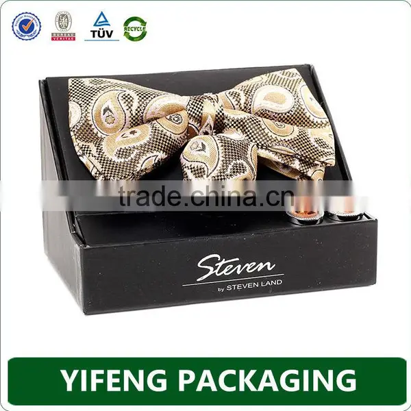 Plain Black Paper Gift Box With Stamped Logo, Paper Gift Box for Bow Tie Packaging photo-2