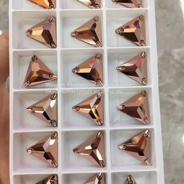 Sew on Glass Rhinestones in Flat Back Stones Triagnle Shape photo-2