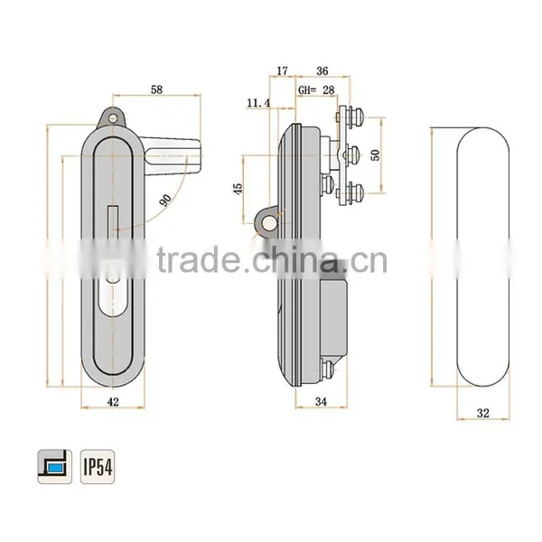 CE ROHS Zinc Plated High and Low Voltage Industry Lock for Electrical Metal Door Use photo-5