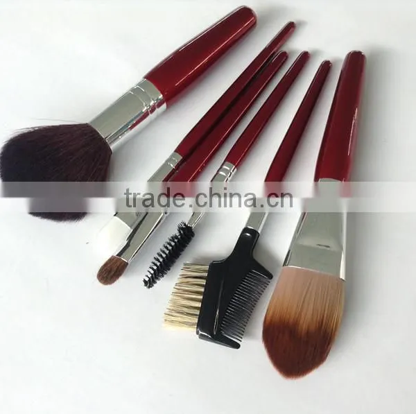 Red Handle 6pcs Goat Hair Makeup Brush Kits for Beauty photo-2