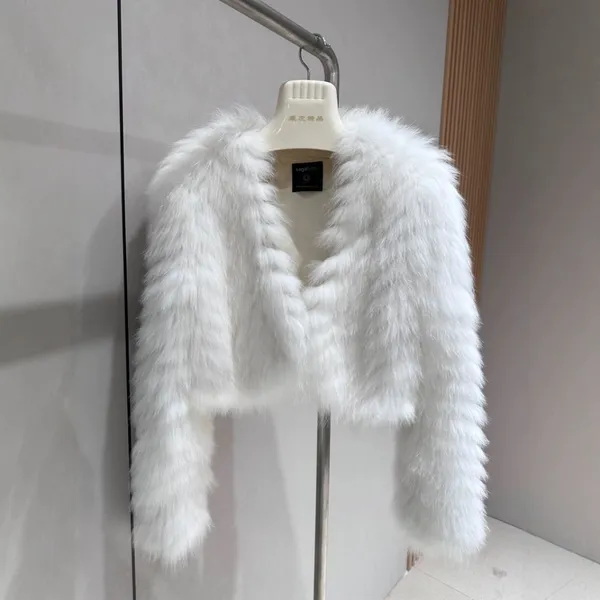 New fox fur strip fur coat for women encrypted thickened fur coat short