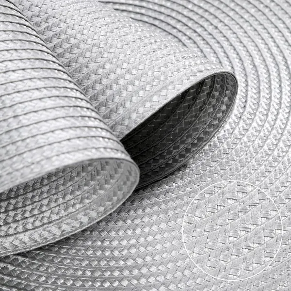 4 Pack Round Braid Grey Color of Place Mats Pot Holders Wicker Tablemats Boho Braided Heat Resistant Mats, Plate Chargers for Table photo-3