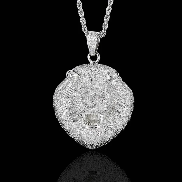 Fashion Animal Lions Men Pendant Necklaces Unisex Hip-hop Copper Cubic Zirconia With Charm Rope Chains photo-5