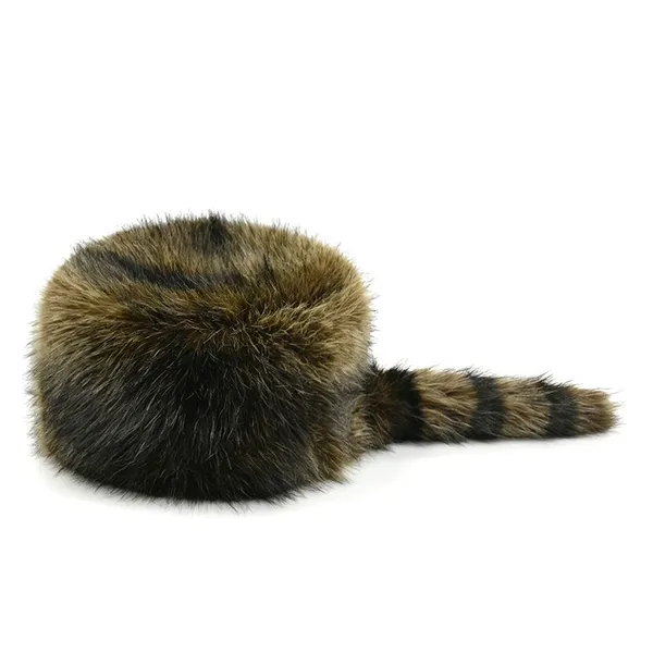 Raccoon Fur High Quality Style Faux Fur Warm Hats With Tail Hat Women Winter