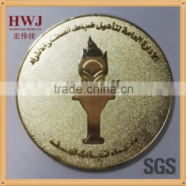 60mm Diameter Shiny Gold Color With Sandblast Background Effect Custom Challenge Coin photo-2