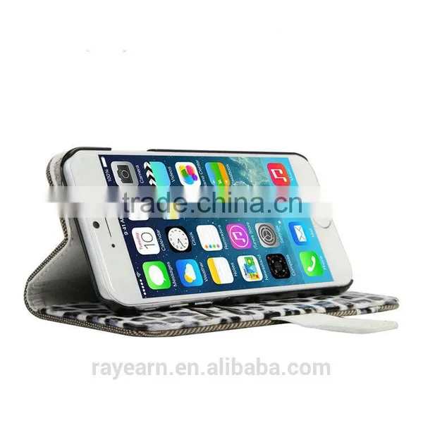 Stylish Leopard Print PU Leather Wallet Flip Stand Mobile Phone Case for IPhone 6 photo-3