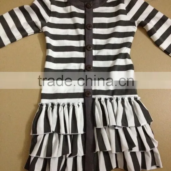 Classic Design Cute Baby Girl Cotton Cardigan 100% Cotton Kids Long Sleeve Cardigan With Triple Ruffle photo-3
