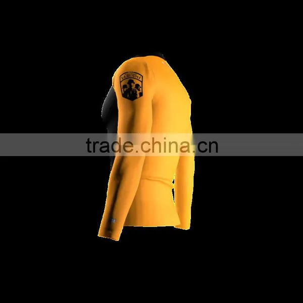 Polyester Spandex Long Sleeves Fighting Compression Shirt/Rash Guard With Club Logo Player Name and Numbers at Sleeves photo-4