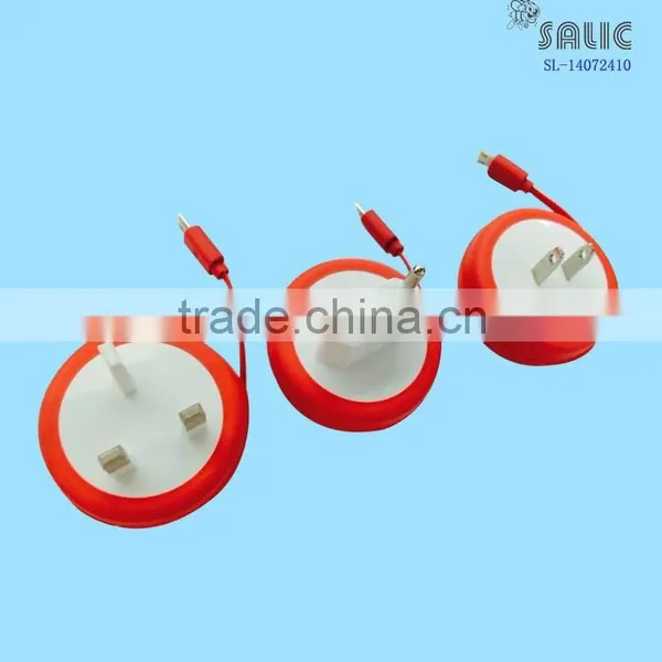 2015 Stylish Circle Wall Charger With 1m Data Cable for Iphone photo-3