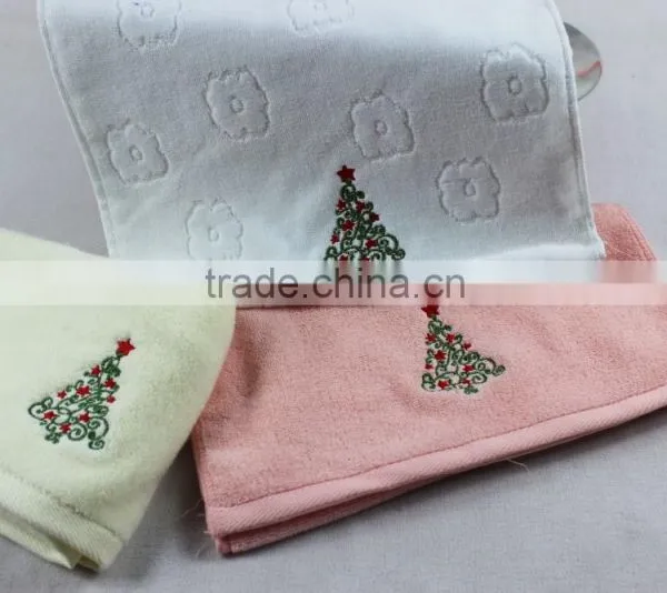 Hot Sell Many Design for Various Holiday Towel, Complete Set of Solid Color Velour Cotton Embroidery Towel,Christmas Gift Towels photo-3
