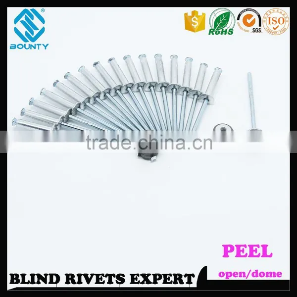HIGH QUALITY OPEN END MANUFACTURER PROTRUDING CROWN HEAD ALUMINUM POP PEEL TYPE RIVETS photo-2