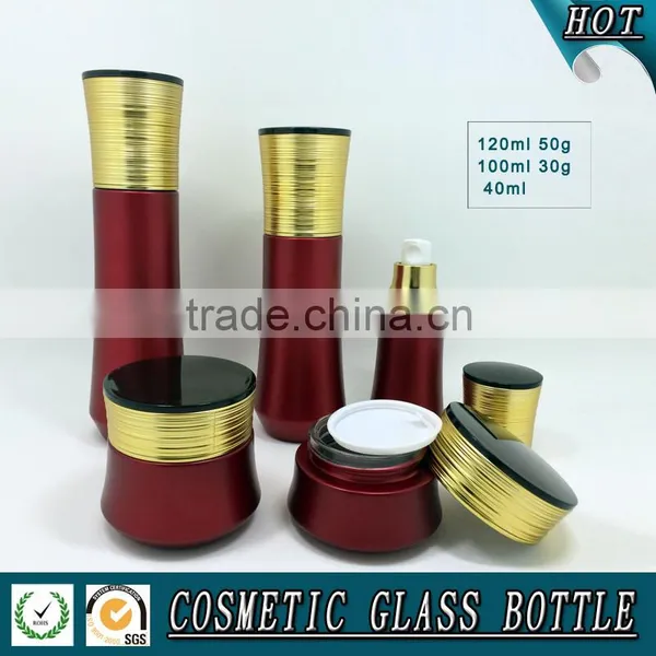 High Quanlity Red Colored Cosmetic Glass Bottles and Cosmetic Glass Jars photo-2