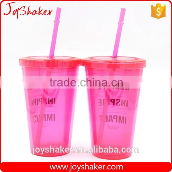 Wholesale Price Joyshaker Paper Insert Plastic Cup, 450ml Double Wall Sipper Drink Cup photo-3