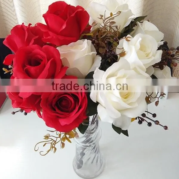 Blue 7 Heads Artificial Rose Flower Bouquet photo-2