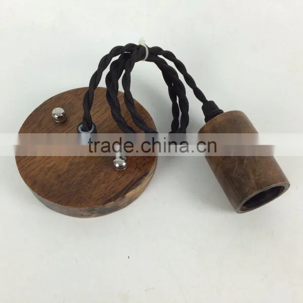 E27 Lamp Holder Italy Wood Led Battery Operated Pendant Light With Wooden Canopy