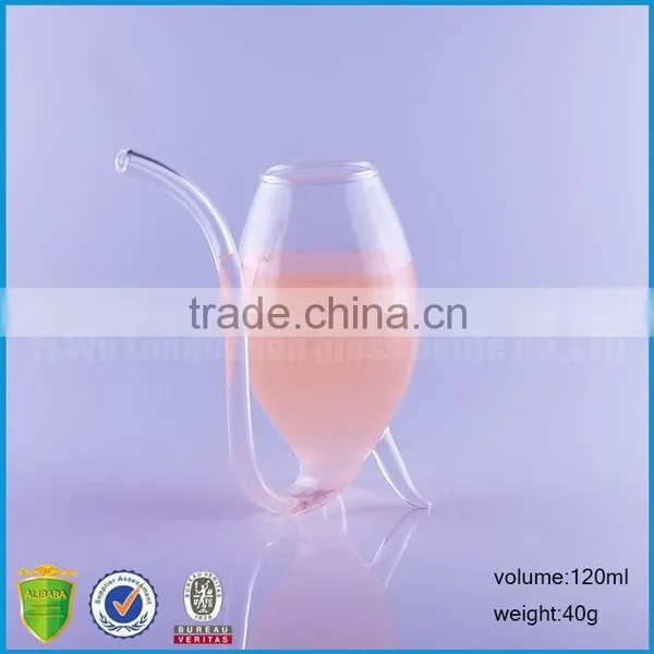 120ml Drinking Glass Wine Cup With Straw photo-2