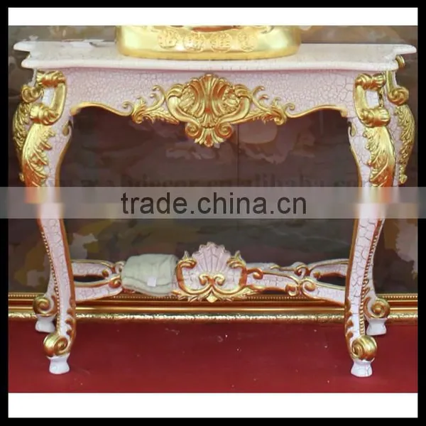 French Neo Classical Louis XVI Style Console Carved Gold Finish wood carved console table
